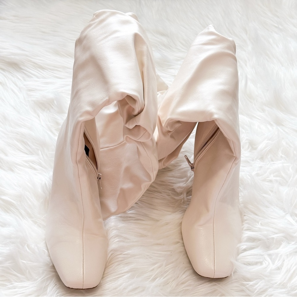 Journee Collection Cream Slouchy Over the Knee Boots - Picture 2 of 10